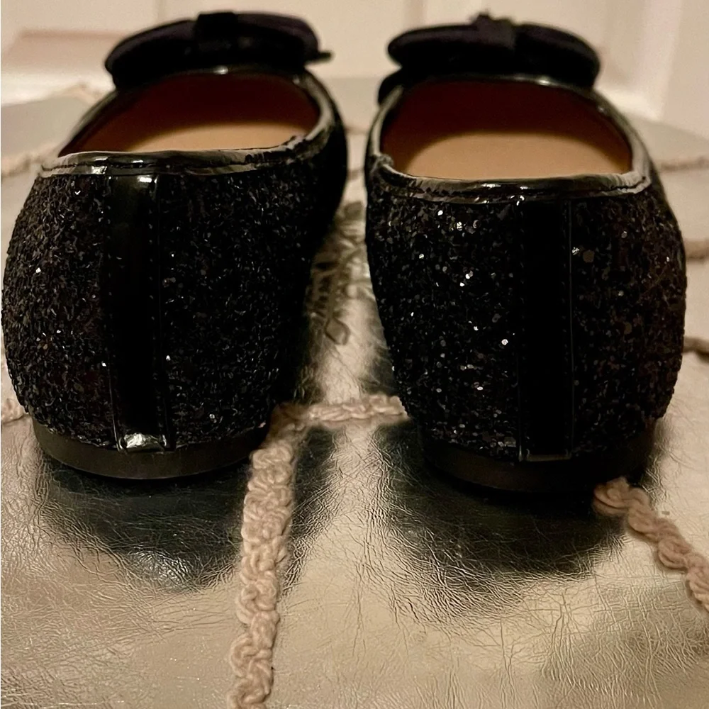 Cat & Jack black sparkling ballet flats with velvet bow